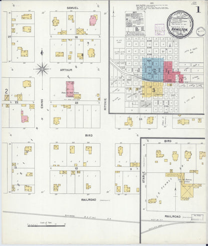 Sanborn Fire Insurance Map from Hamilton, Caldwell County, Missouri (1901), Sheet #0001 - Complete Map Set gallery image, historic Sanborn map, vintage wall art, Missouri Missouri