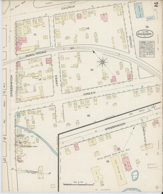 Sanborn Fire Insurance Map from Goshen, Orange County, New York (1885), Sheet #0002 - Historic Sanborn Fire Insurance Map Print, vintage old map wall art, antique decor, genealogy gift, New York New York map