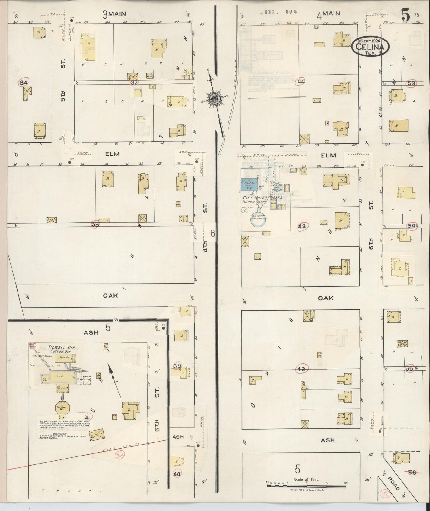 Sanborn Fire Insurance Map from Celina, Collin County, Texas (1944), Sheet #0005 - Historic Sanborn Fire Insurance Map Print, vintage old map wall art, antique decor, genealogy gift, Texas Texas map