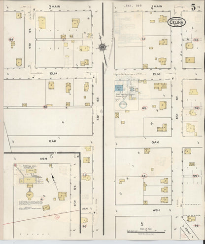 Sanborn Fire Insurance Map from Celina, Collin County, Texas (1944), Sheet #0005 - Historic Sanborn Fire Insurance Map Print, vintage old map wall art, antique decor, genealogy gift, Texas Texas map