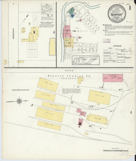 Sanborn Fire Insurance Map from Newport, Cocke County, Tennessee (1913), Sheet #0001 - Complete Map Set gallery image, historic Sanborn map, vintage wall art, Tennessee Tennessee