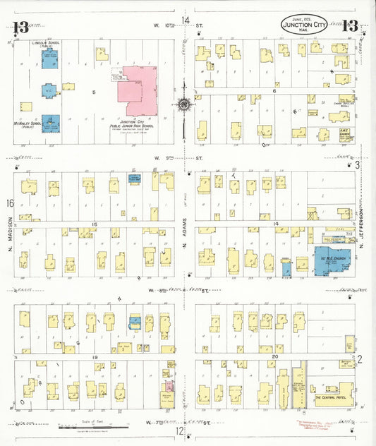 Sanborn Fire Insurance Map from Junction City, Geary County, Kansas (1925), Sheet #0013 - Historic Sanborn Fire Insurance Map Print, vintage old map wall art, antique decor, genealogy gift, Kansas Kansas map
