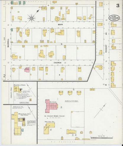 Sanborn Fire Insurance Map from Dickson, Dickson County, Tennessee (1899), Sheet #0003 - Complete Map Set gallery image, historic Sanborn map, vintage wall art, Tennessee Tennessee