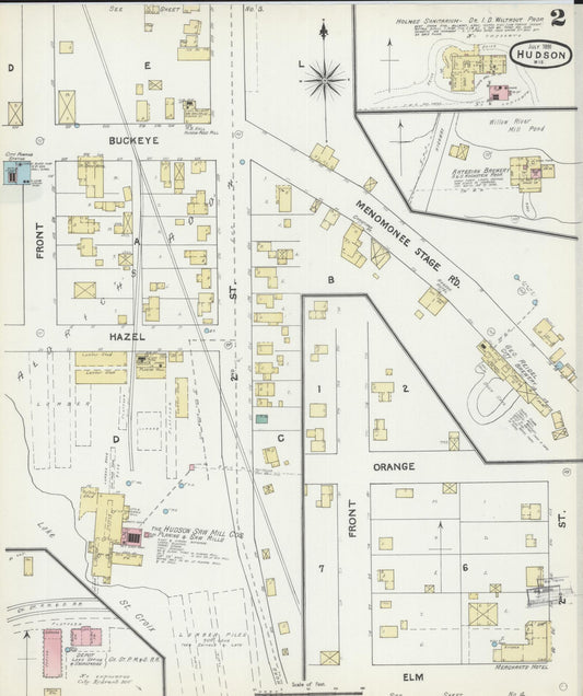 Sanborn Fire Insurance Map from Hudson, St. Croix County, Wisconsin (1891), Sheet #0002 - Historic Sanborn Fire Insurance Map Print, vintage old map wall art, antique decor, genealogy gift, Wisconsin Wisconsin map