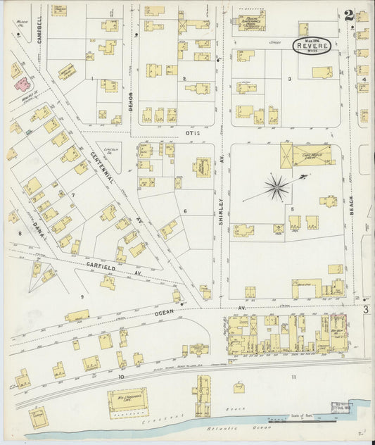 Sanborn Fire Insurance Map from Revere, Suffolk County, Massachusetts (1896), Sheet #0002 - Historic Sanborn Fire Insurance Map Print, vintage old map wall art, antique decor, genealogy gift, Massachusetts Massachusetts map