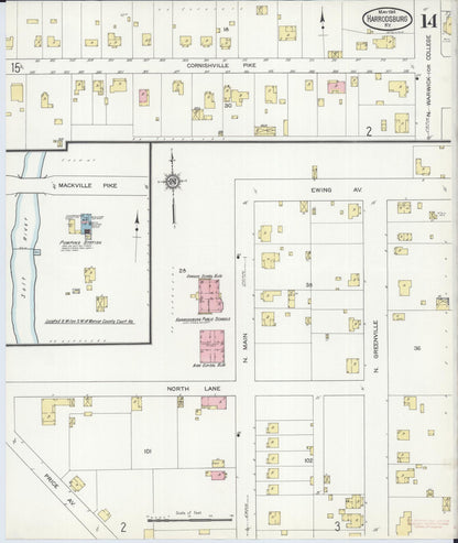 Sanborn Fire Insurance Map from Harrodsburg, Mercer County, Kentucky (1914), Sheet #0014 - Complete Map Set gallery image, historic Sanborn map, vintage wall art, Kentucky Kentucky