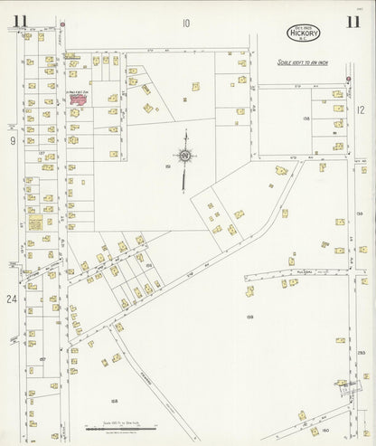 Sanborn Fire Insurance Map from Hickory, Catawba County, North Carolina (1925), Sheet #0011 - Complete Map Set gallery image, historic Sanborn map, vintage wall art, North Carolina North Carolina