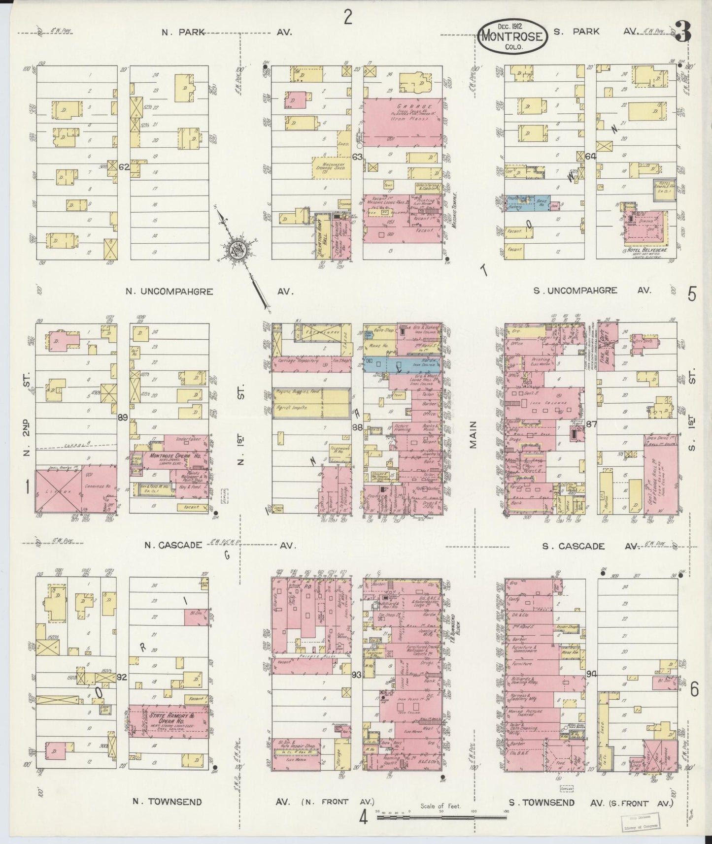 Sanborn Fire Insurance Map from Montrose, Montrose County, Colorado (1912), Sheet #0003 - Complete Map Set gallery image, historic Sanborn map, vintage wall art, Colorado Colorado