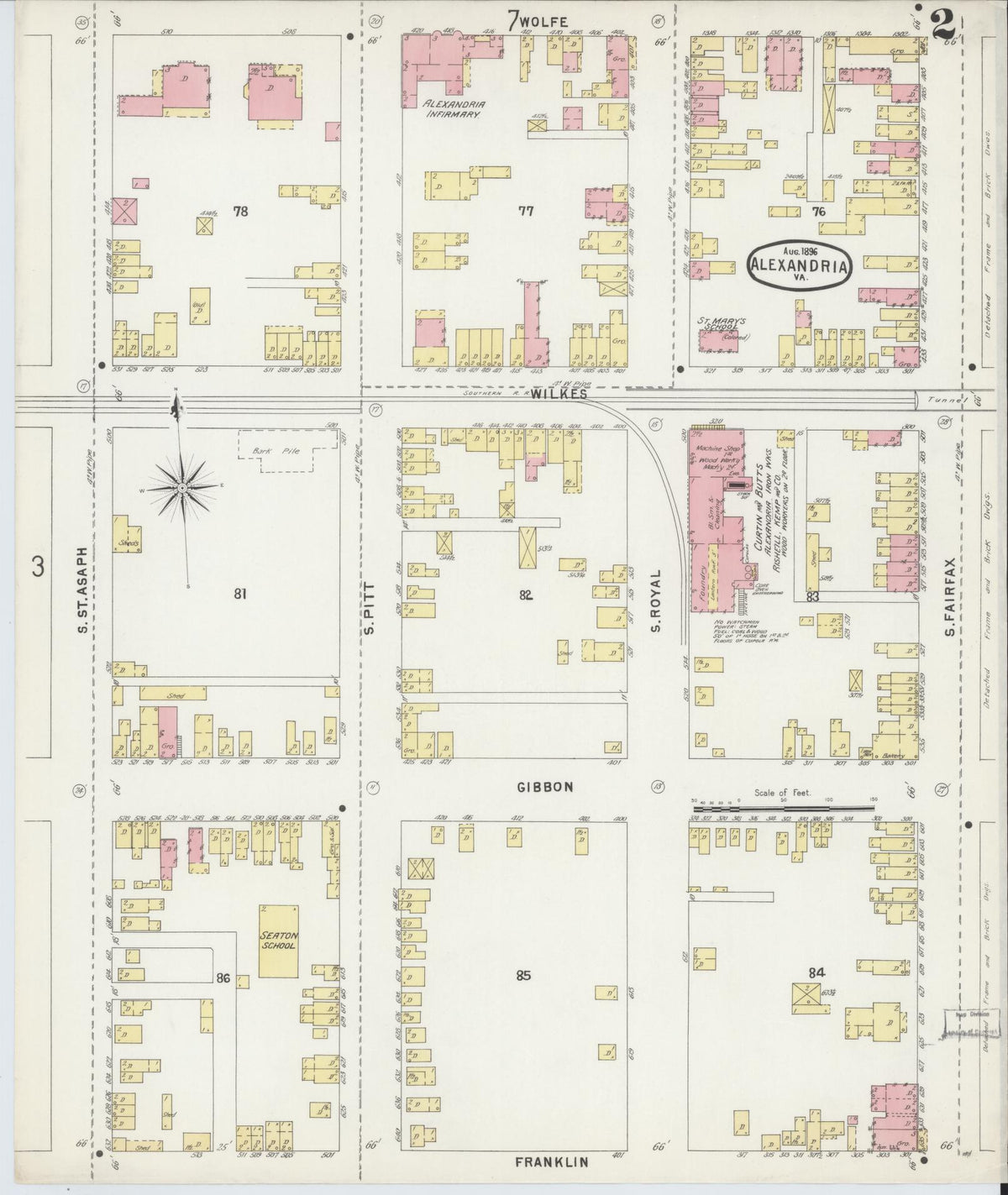Sanborn Fire Insurance Map from Alexandria, Independent Cities, Virginia (1891), Sheet #0002 - Complete Map Set gallery image, historic Sanborn map, vintage wall art, Virginia Virginia