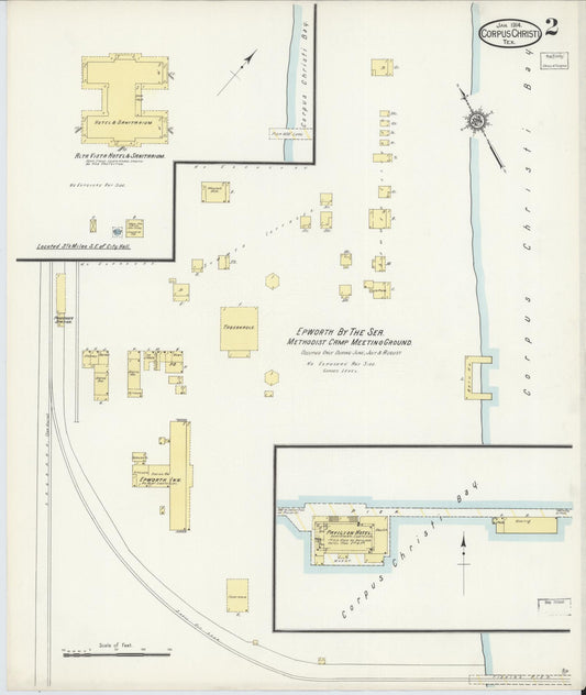 Sanborn Fire Insurance Map from Corpus Christi, Nueces County, Texas (1914), Sheet #0002 - Historic Sanborn Fire Insurance Map Print, vintage old map wall art, antique decor, genealogy gift, Texas Texas map