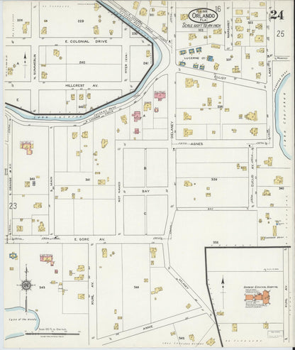 Sanborn Fire Insurance Map from Orlando, Orange County, Florida (1919), Sheet #0024 - Complete Map Set gallery image, historic Sanborn map, vintage wall art, Florida Florida