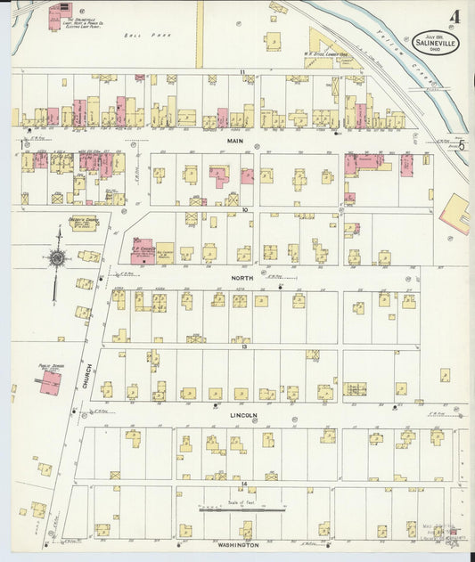 Sanborn Fire Insurance Map from Salineville, Columbiana County, Ohio (1911), Sheet #0004 - Historic Sanborn Fire Insurance Map Print, vintage old map wall art, antique decor, genealogy gift, Ohio Ohio map