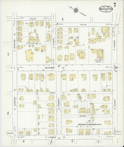 Sanborn Fire Insurance Map from Washington, Warren County, New Jersey (1914), Sheet #0007 - Complete Map Set gallery image, historic Sanborn map, vintage wall art, Washington Washington
