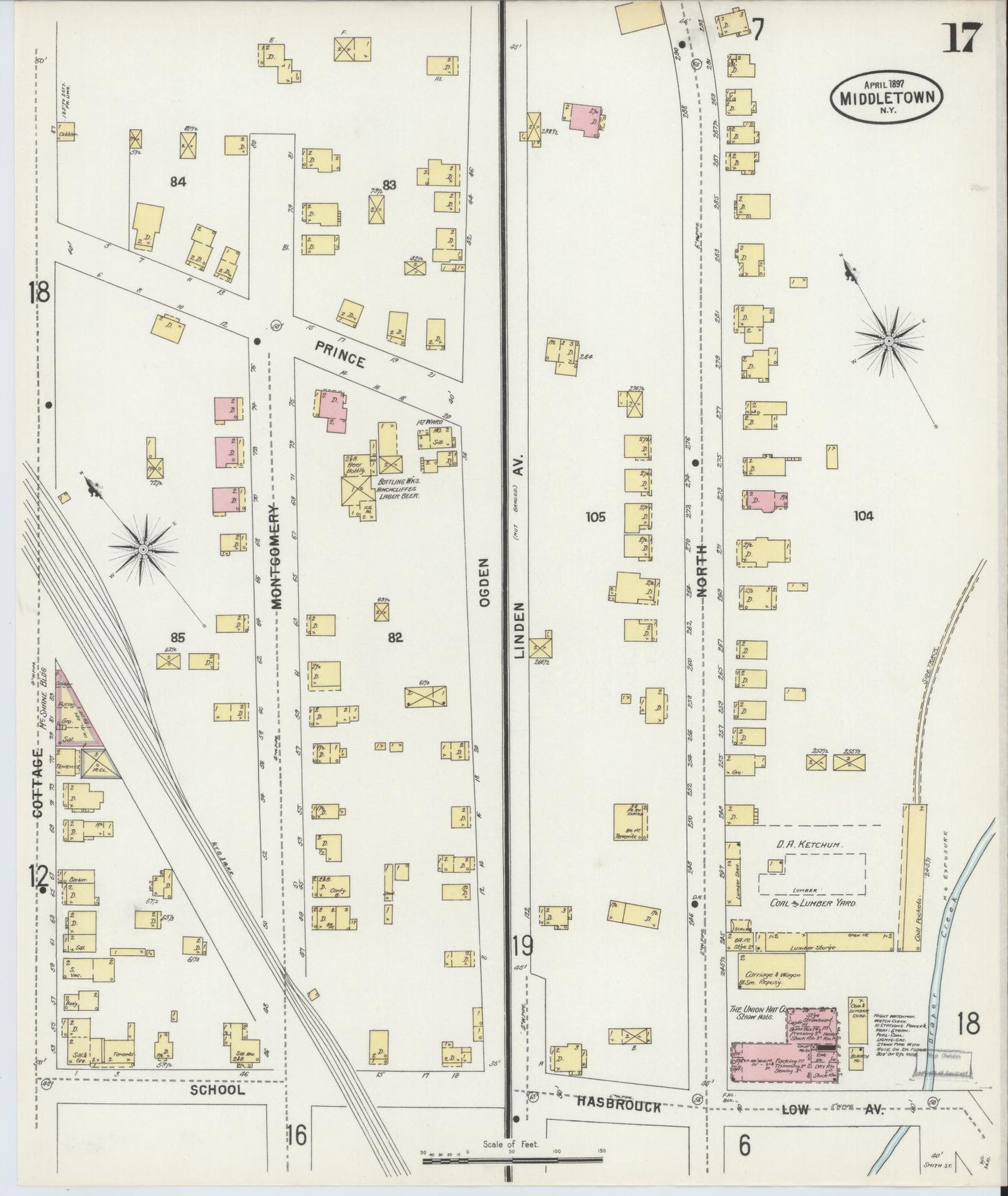 Sanborn Fire Insurance Map from Middletown, Orange County, New York (1897), Sheet #0017 - Complete Map Set gallery image, historic Sanborn map, vintage wall art, New York New York