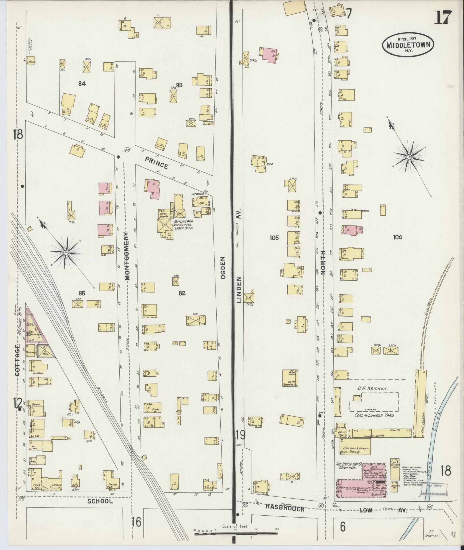 Sanborn Fire Insurance Map from Middletown, Orange County, New York (1897), Sheet #0017 - Complete Map Set gallery image, historic Sanborn map, vintage wall art, New York New York