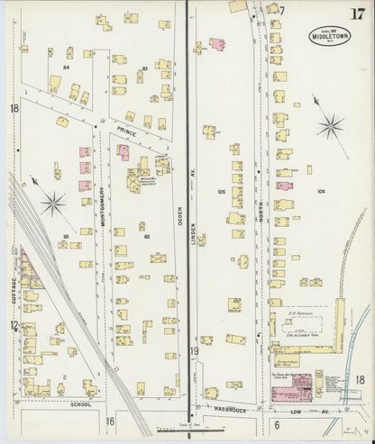 Sanborn Fire Insurance Map from Middletown, Orange County, New York (1897), Sheet #0017 - Complete Map Set gallery image, historic Sanborn map, vintage wall art, New York New York