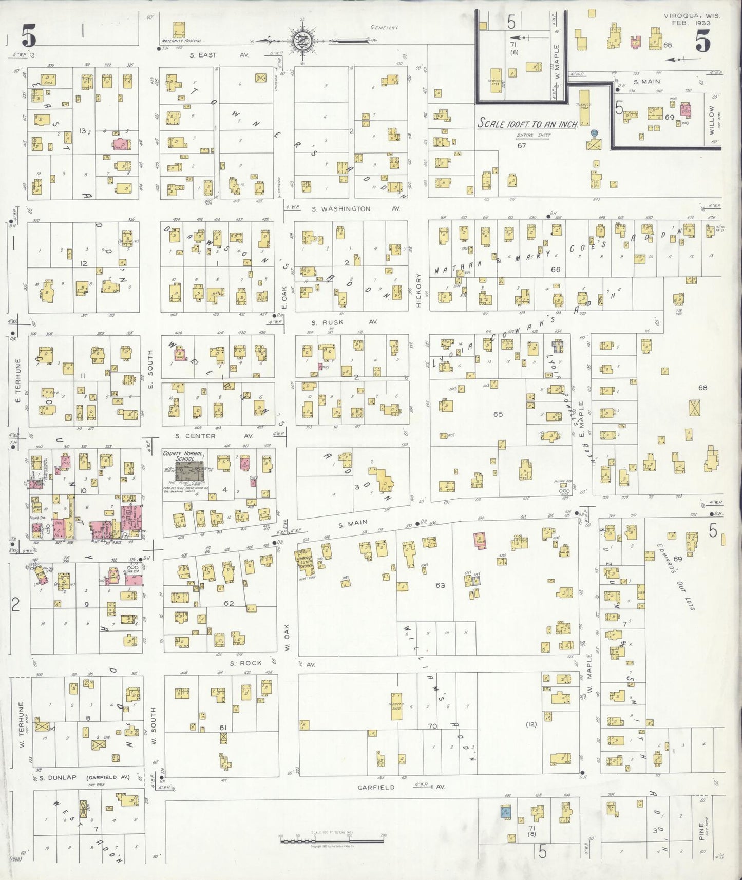 Sanborn Fire Insurance Map from Viroqua, Vernon County, Wisconsin (1933), Sheet #0005 - Complete Map Set gallery image, historic Sanborn map, vintage wall art, Wisconsin Wisconsin