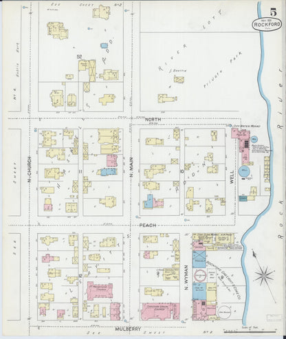 Sanborn Fire Insurance Map from Rockford, Winnebago County, Illinois (1891), Sheet #0005 - Complete Map Set gallery image, historic Sanborn map, vintage wall art, Illinois Illinois