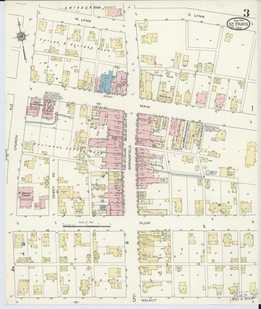 Sanborn Fire Insurance Map from Saint Paris, Champaign County, Ohio (1914), Sheet #0003 - Historic Sanborn Fire Insurance Map Print, vintage old map wall art, antique decor, genealogy gift, Ohio Ohio map