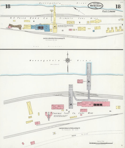 Sanborn Fire Insurance Map from Waynesburg, Greene County, Pennsylvania (1925), Sheet #0018 - Historic Sanborn Fire Insurance Map Print, vintage old map wall art, antique decor, genealogy gift, Pennsylvania Pennsylvania map