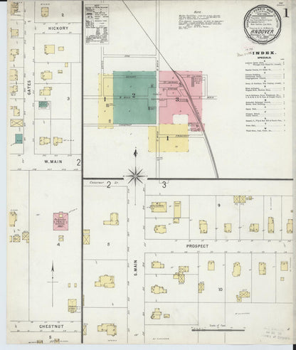 Sanborn Fire Insurance Map from Andover, Ashtabula County, Ohio (1896), Sheet #0001 - Historic Sanborn Fire Insurance Map Print, vintage old map wall art, antique decor, genealogy gift, Ohio Ohio map