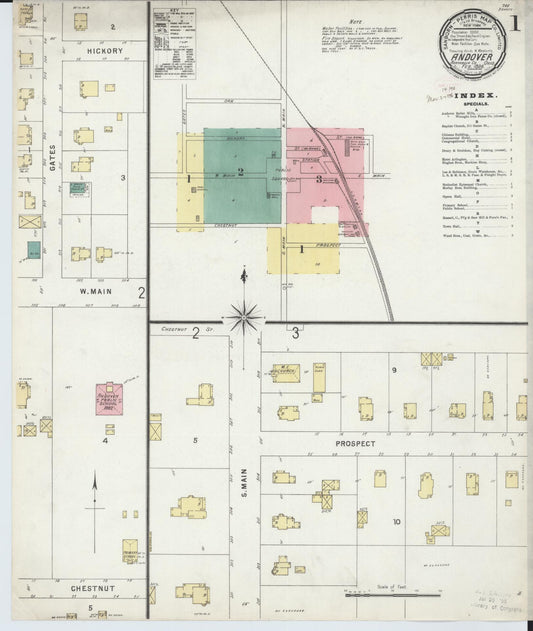 Sanborn Fire Insurance Map from Andover, Ashtabula County, Ohio (1896), Sheet #0001 - Historic Sanborn Fire Insurance Map Print, vintage old map wall art, antique decor, genealogy gift, Ohio Ohio map