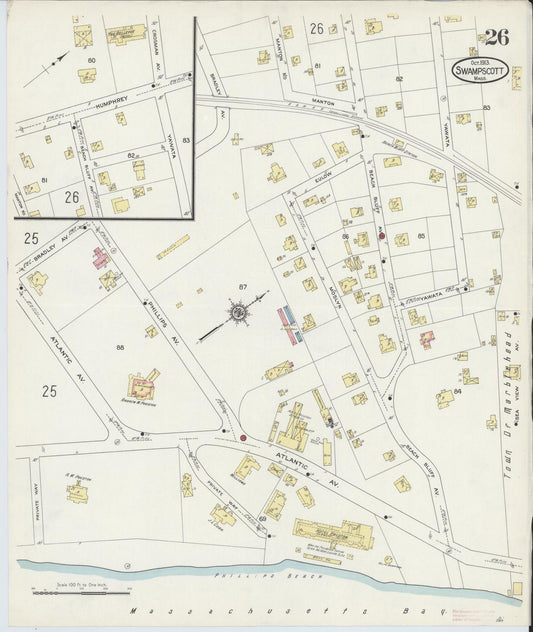Sanborn Fire Insurance Map from Swampscott, Essex County, Massachusetts (1913), Sheet #0026 - Historic Sanborn Fire Insurance Map Print, vintage old map wall art, antique decor, genealogy gift, Massachusetts Massachusetts map