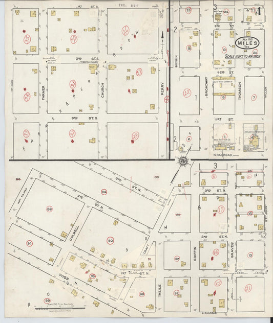 Sanborn Fire Insurance Map from Miles, Runnels County, Texas (1936), Sheet #0004 - Historic Sanborn Fire Insurance Map Print, vintage old map wall art, antique decor, genealogy gift, Texas Texas map