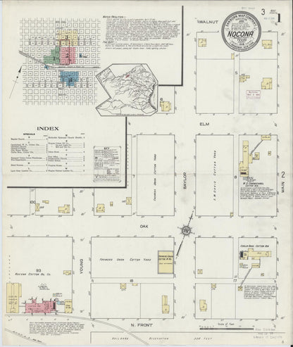 Sanborn Fire Insurance Map from Nocona, Montague County, Texas (1914), Sheet #0001 - Complete Map Set gallery image, historic Sanborn map, vintage wall art, Texas Texas