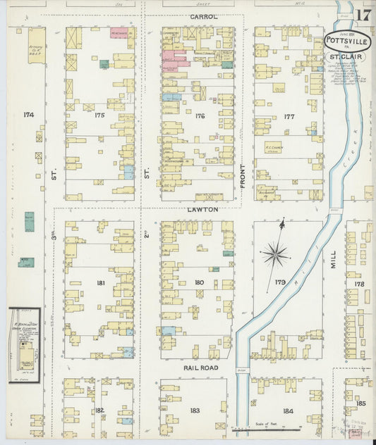 Sanborn Fire Insurance Map from Pottsville, Schuylkill County, Pennsylvania (1891), Sheet #0017 - Historic Sanborn Fire Insurance Map Print, vintage old map wall art, antique decor, genealogy gift, Pennsylvania Pennsylvania map