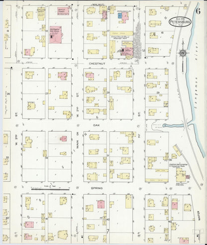 Sanborn Fire Insurance Map from Petersburg, Menard County, Illinois (1914), Sheet #0006 - Complete Map Set gallery image, historic Sanborn map, vintage wall art, Illinois Illinois