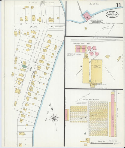 Sanborn Fire Insurance Map from Crookston, Polk County, Minnesota (1906), Sheet #0011 - Historic Sanborn Fire Insurance Map Print, vintage old map wall art, antique decor, genealogy gift, Minnesota Minnesota map