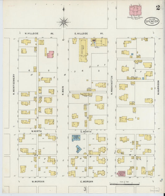 Sanborn Fire Insurance Map from Spencer, Owen County, Indiana (1898), Sheet #0002 - Historic Sanborn Fire Insurance Map Print, vintage old map wall art, antique decor, genealogy gift, Indiana Indiana map