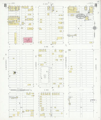 Sanborn Fire Insurance Map from Borger, Hutchinson County, Texas (1928), Sheet #0008 - Complete Map Set gallery image, historic Sanborn map, vintage wall art, Texas Texas