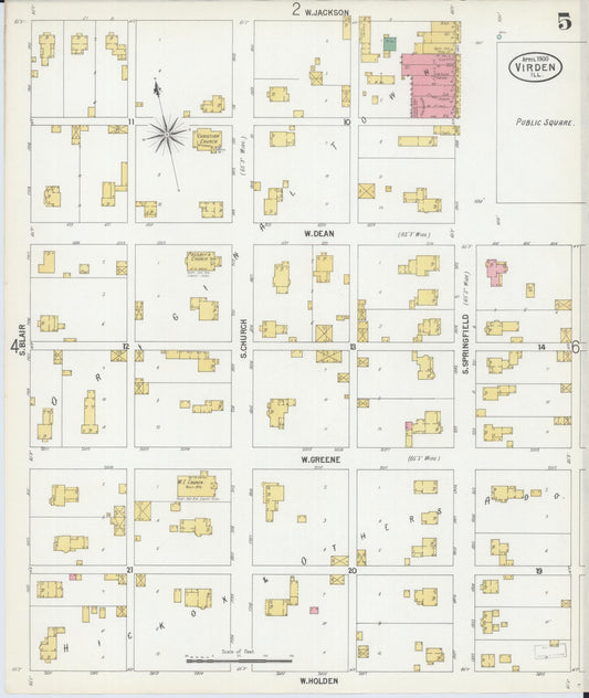 Sanborn Fire Insurance Map from Virden, Macoupin County, Illinois (1900), Sheet #0005 - Historic Sanborn Fire Insurance Map Print, vintage old map wall art, antique decor, genealogy gift, Illinois Illinois map