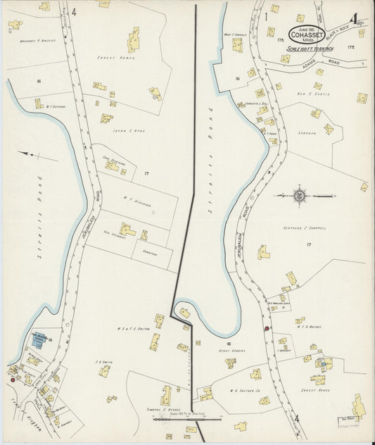 Sanborn Fire Insurance Map from Cohasset, Norfolk County, Massachusetts (1915), Sheet #0004 - Historic Sanborn Fire Insurance Map Print, vintage old map wall art, antique decor, genealogy gift, Massachusetts Massachusetts map