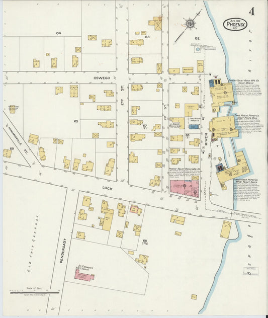 Sanborn Fire Insurance Map from Phoenix, Oswego County, New York (1919), Sheet #0004 - Historic Sanborn Fire Insurance Map Print, vintage old map wall art, antique decor, genealogy gift, New York New York map