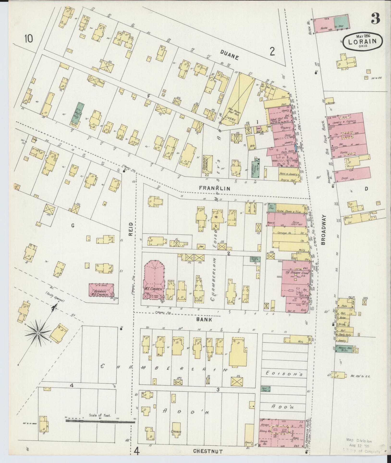 Sanborn Fire Insurance Map from Lorain, Lorain County, Ohio (1896), Sheet #0003 - Complete Map Set gallery image, historic Sanborn map, vintage wall art, Ohio Ohio
