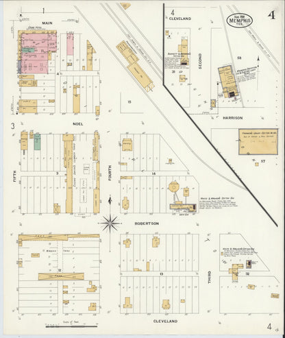Sanborn Fire Insurance Map from Memphis, Hall County, Texas (1908), Sheet #0004 - Complete Map Set gallery image, historic Sanborn map, vintage wall art, Texas Texas