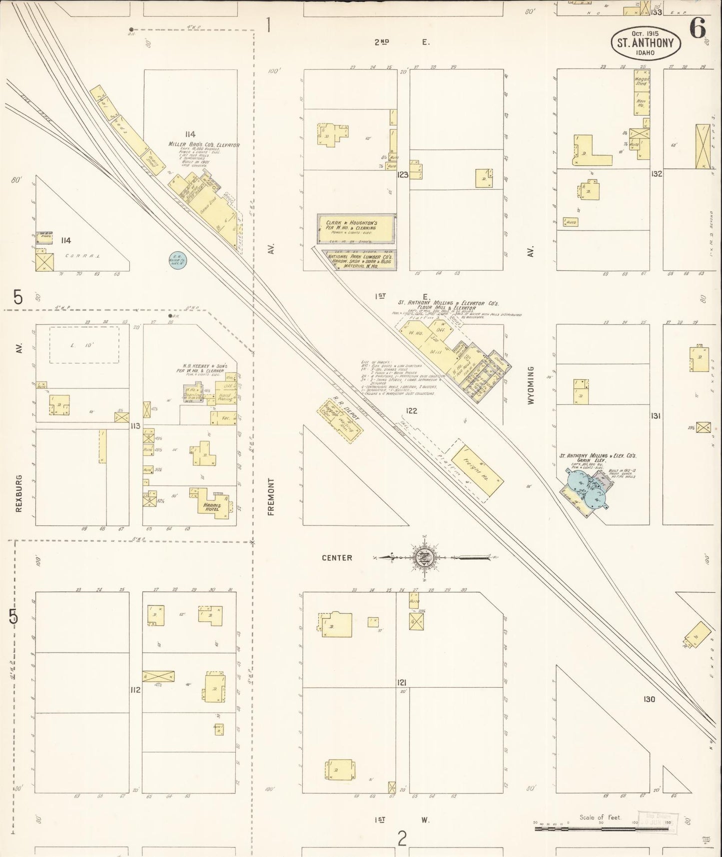 Sanborn Fire Insurance Map from Saint Anthony, Fremont County, Idaho (1915), Sheet #0006 - Complete Map Set gallery image, historic Sanborn map, vintage wall art, Idaho Idaho