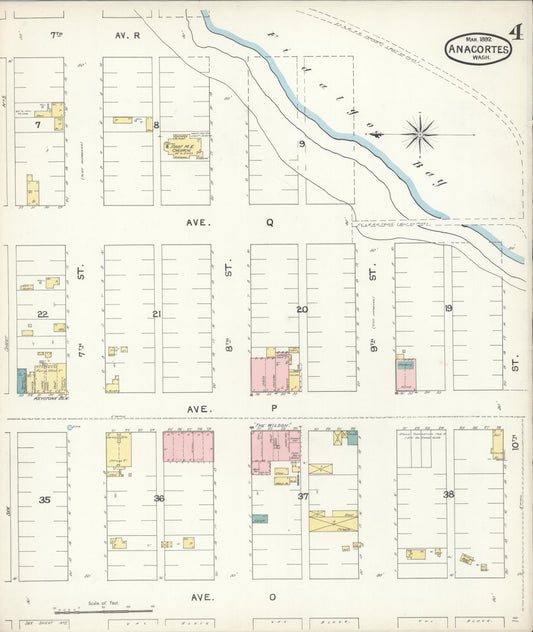 Sanborn Fire Insurance Map from Anacortes, Skagit County, Washington (1892), Sheet #0004 - Historic Sanborn Fire Insurance Map Print, vintage old map wall art, antique decor, genealogy gift, Washington Washington map