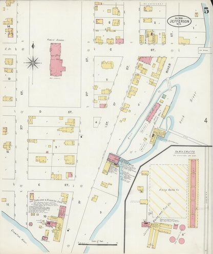 Sanborn Fire Insurance Map from Jefferson, Jefferson County, Wisconsin (1898), Sheet #0005 - Historic Sanborn Fire Insurance Map Print, vintage old map wall art, antique decor, genealogy gift, Wisconsin Wisconsin map
