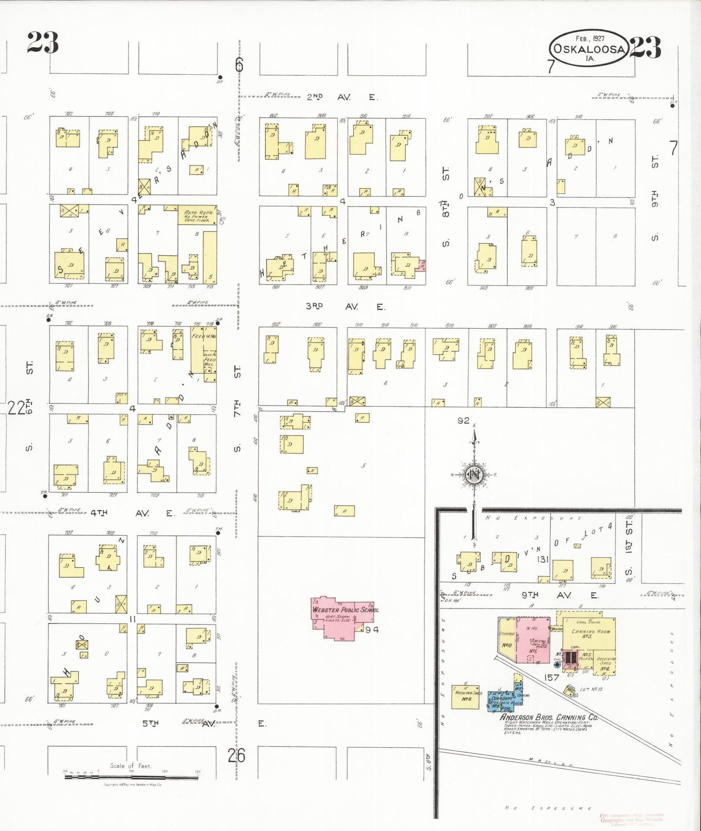 Sanborn Fire Insurance Map from Oskaloosa, Mahaska County, Iowa (1927), Sheet #0023 - Historic Sanborn Fire Insurance Map Print