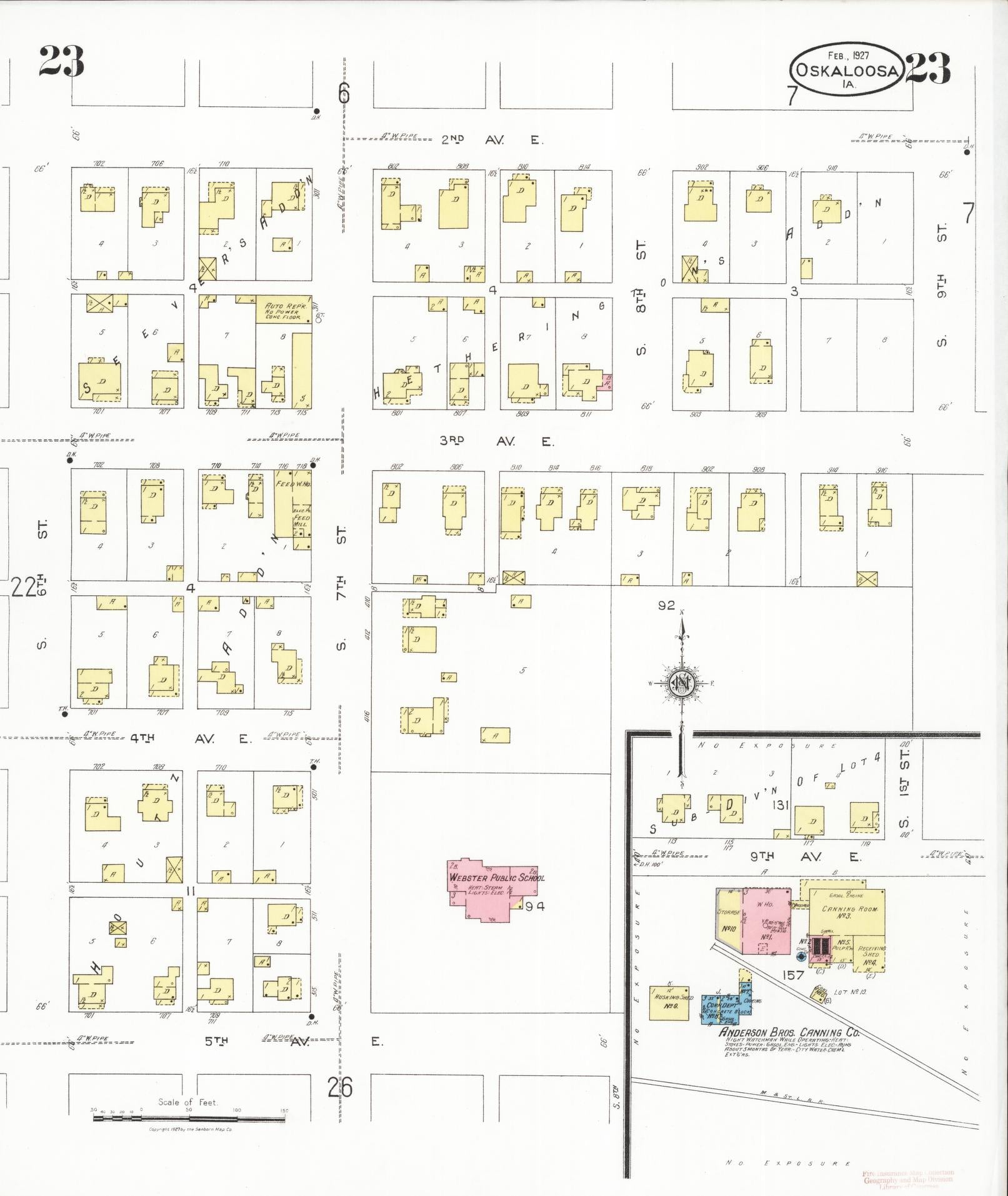 Sanborn Fire Insurance Map from Oskaloosa, Mahaska County, Iowa (1927), Sheet #0023 - Historic Sanborn Fire Insurance Map Print
