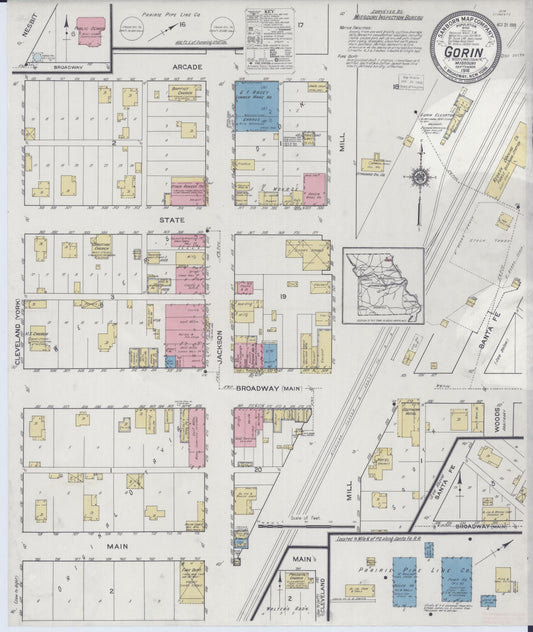 Sanborn Fire Insurance Map from Gorin, Scotland County, Missouri (1916), Sheet #0001 - Historic Sanborn Fire Insurance Map Print, vintage old map wall art, antique decor, genealogy gift, Missouri Missouri map
