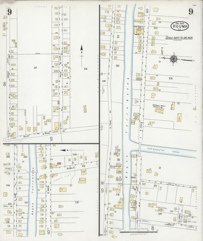 Sanborn Fire Insurance Map from Houma, Terrebonne Parish, Louisiana (1924), Sheet #0009 - Complete Map Set gallery image, historic Sanborn map, vintage wall art, Louisiana Louisiana