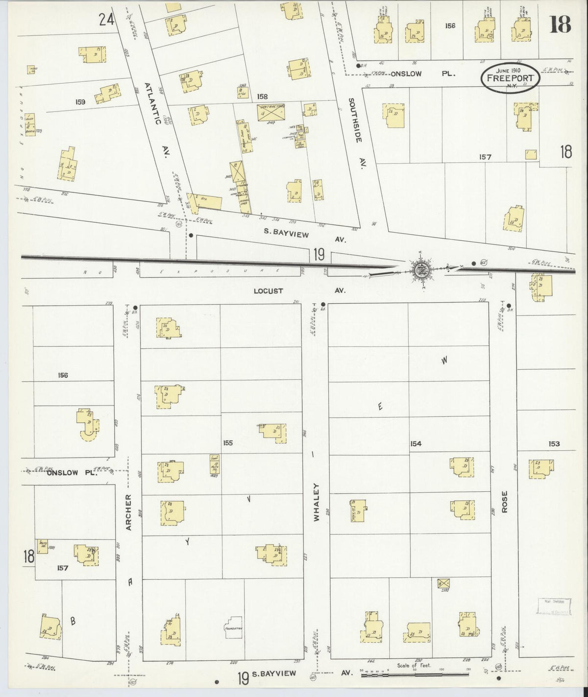 Sanborn Fire Insurance Map from Freeport, Nassau County, New York (1910), Sheet #0018 - Complete Map Set gallery image, historic Sanborn map, vintage wall art, New York New York