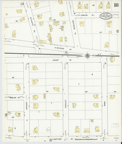 Sanborn Fire Insurance Map from Freeport, Nassau County, New York (1910), Sheet #0018 - Complete Map Set gallery image, historic Sanborn map, vintage wall art, New York New York