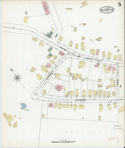Sanborn Fire Insurance Map from Saugerties, Ulster County, New York (1904), Sheet #0005 - Complete Map Set gallery image, historic Sanborn map, vintage wall art, New York New York