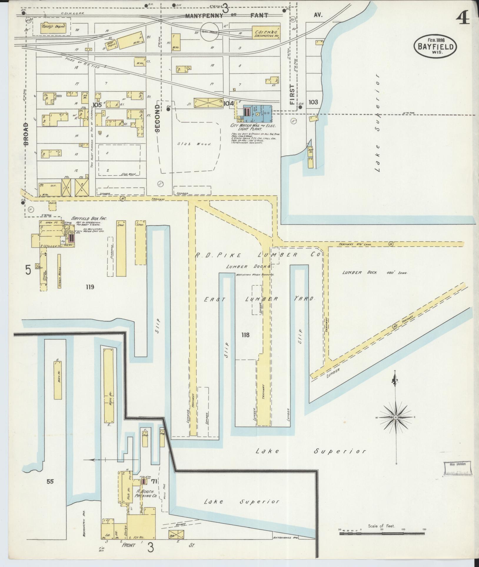 Sanborn Fire Insurance Map from Bayfield, Bayfield County, Wisconsin (1898), Sheet #0004 - Complete Map Set gallery image, historic Sanborn map, vintage wall art, Wisconsin Wisconsin
